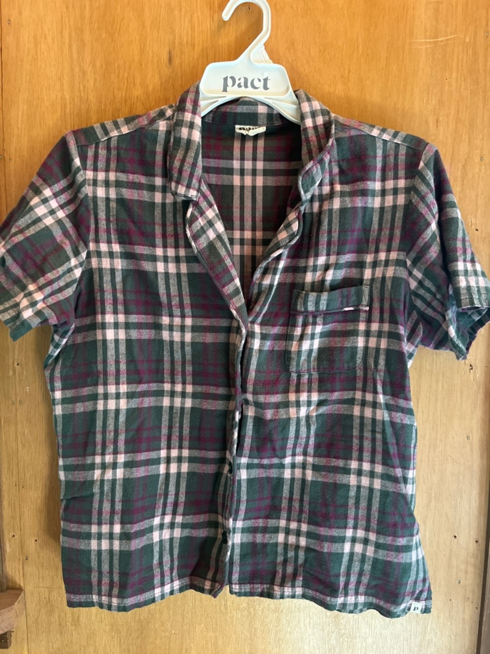 Pact Purple Plaid Organic Cotton Flannel Pajama Set 2pc (Size M)